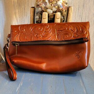 Patricia Nash Tooled Leather Fold over Wristlet Clutch - NWT